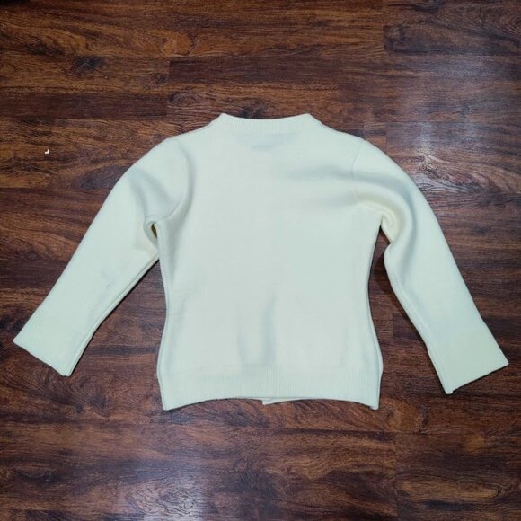 Quiet Luxury Preppy Button Front Cardigan Sweater Minimalist Cream Womens XS/S - Picture 6 of 11